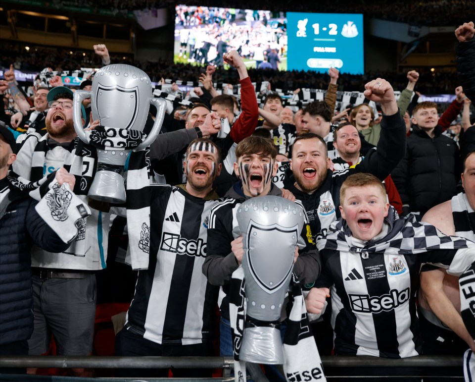 Newcastle fans take over Covent Garden for second night in wild celebrations of first domestic trophy in 70 years