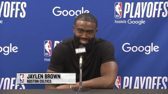 Jaylen Brown reacts to Celtics’ Game 3 win in New York