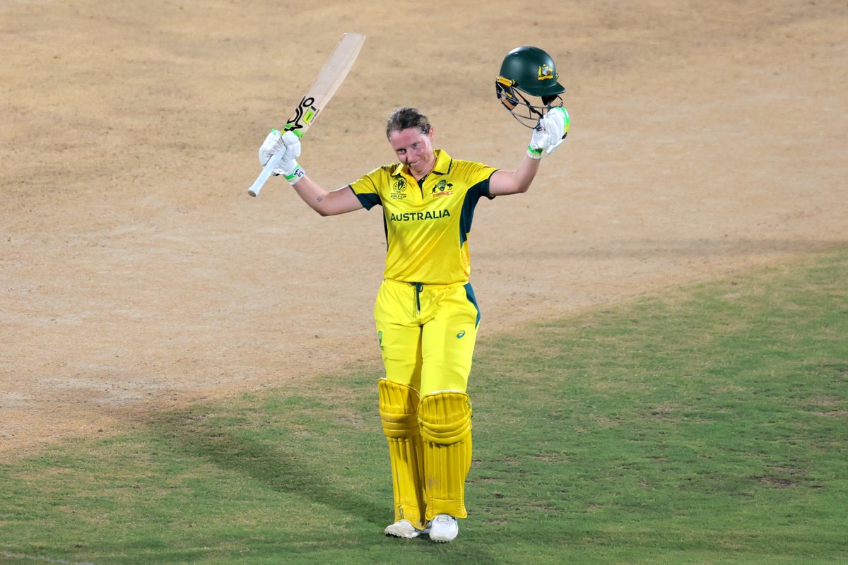 Alyssa Healy century powers Australia to record World Cup chase against India