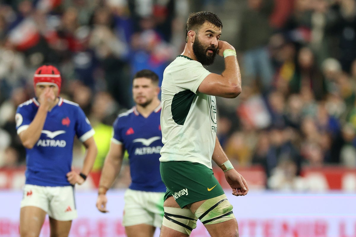 Springboks lock Lood de Jager handed ban after red card against France