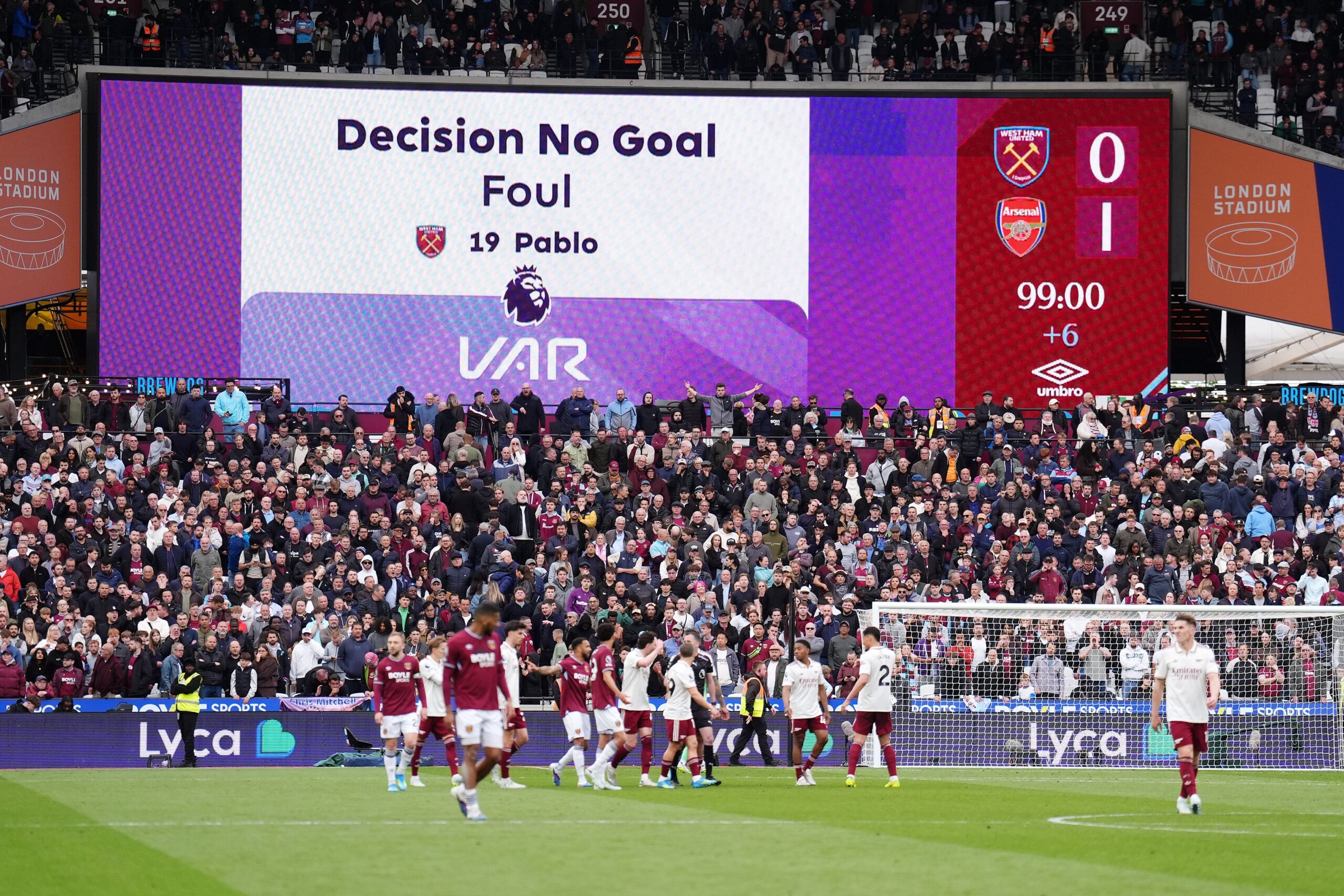 West Ham v Arsenal LIVE: Gunners on brink of Premier League title after ‘biggest VAR decision’ in history
