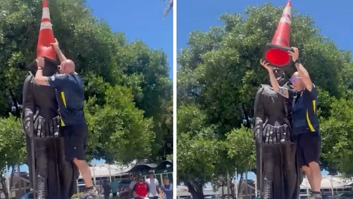Scotland fan’s cone prank cut short by Miami police after Boston backing