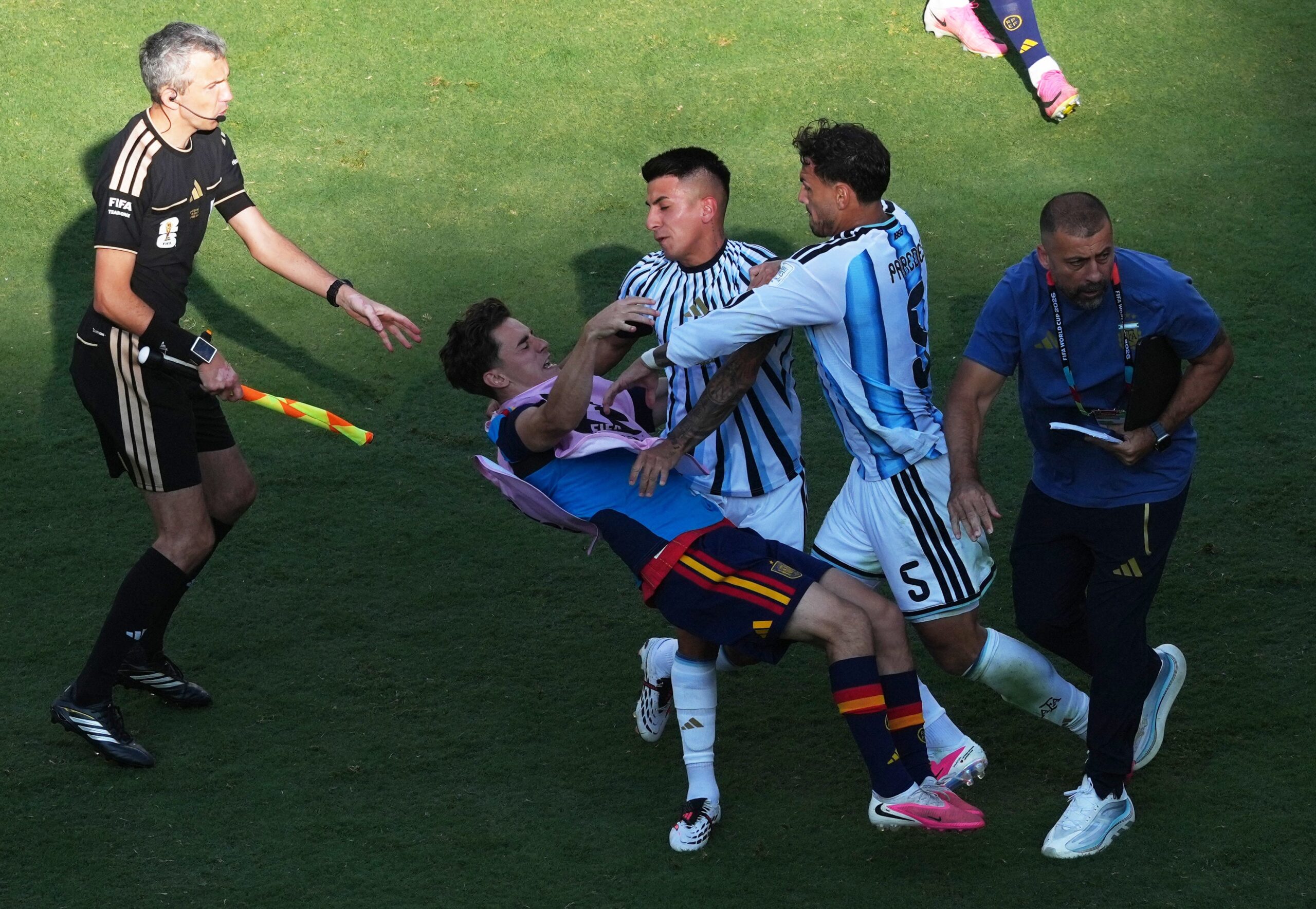 Leandro Paredes not sent off after World Cup final brawl as Fifa opens investigation