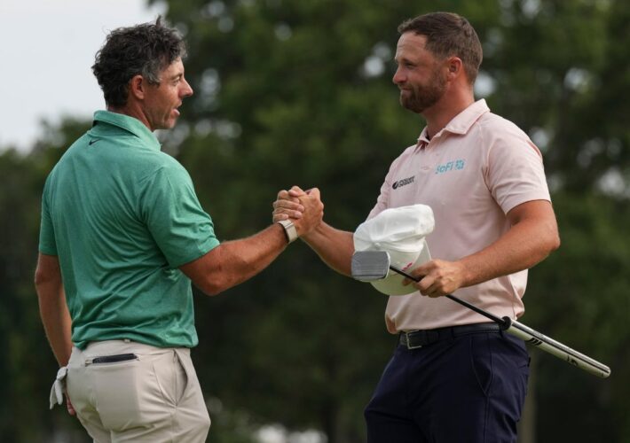 Rory McIlroy fightback falters late on as Wyndham Clark wins BMW Championship