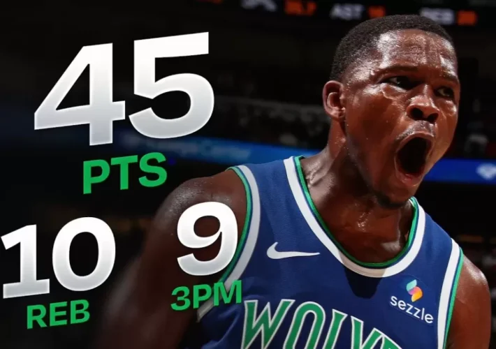Anthony Edwards drops 45 as Timberwolves spoil Giannis’ Heat debut